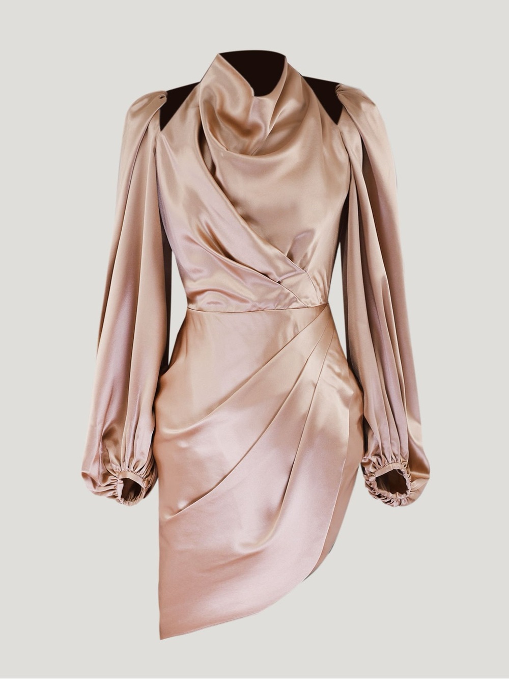 ACLER Jefferson Metallic-Effect Cowl Neck Mini Dress Size US 4 in Golden NWT